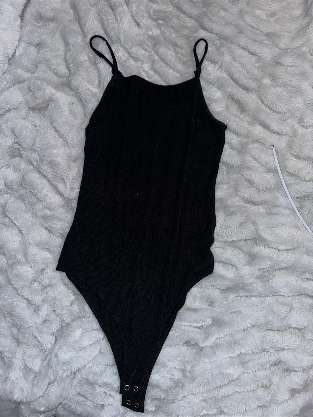 wild fable Black Ribbed Spaghetti-Strap Bodysuit